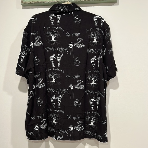 Homme + Femme GENESIS BUTTON DOWN BLACK AND WHITE Large men nwt new shirt top - Picture 7 of 9